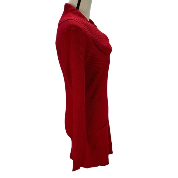 BCX Long Sleeve Turtle Neck Bodycon Dress - Red - size Large - Picture 3 of 9